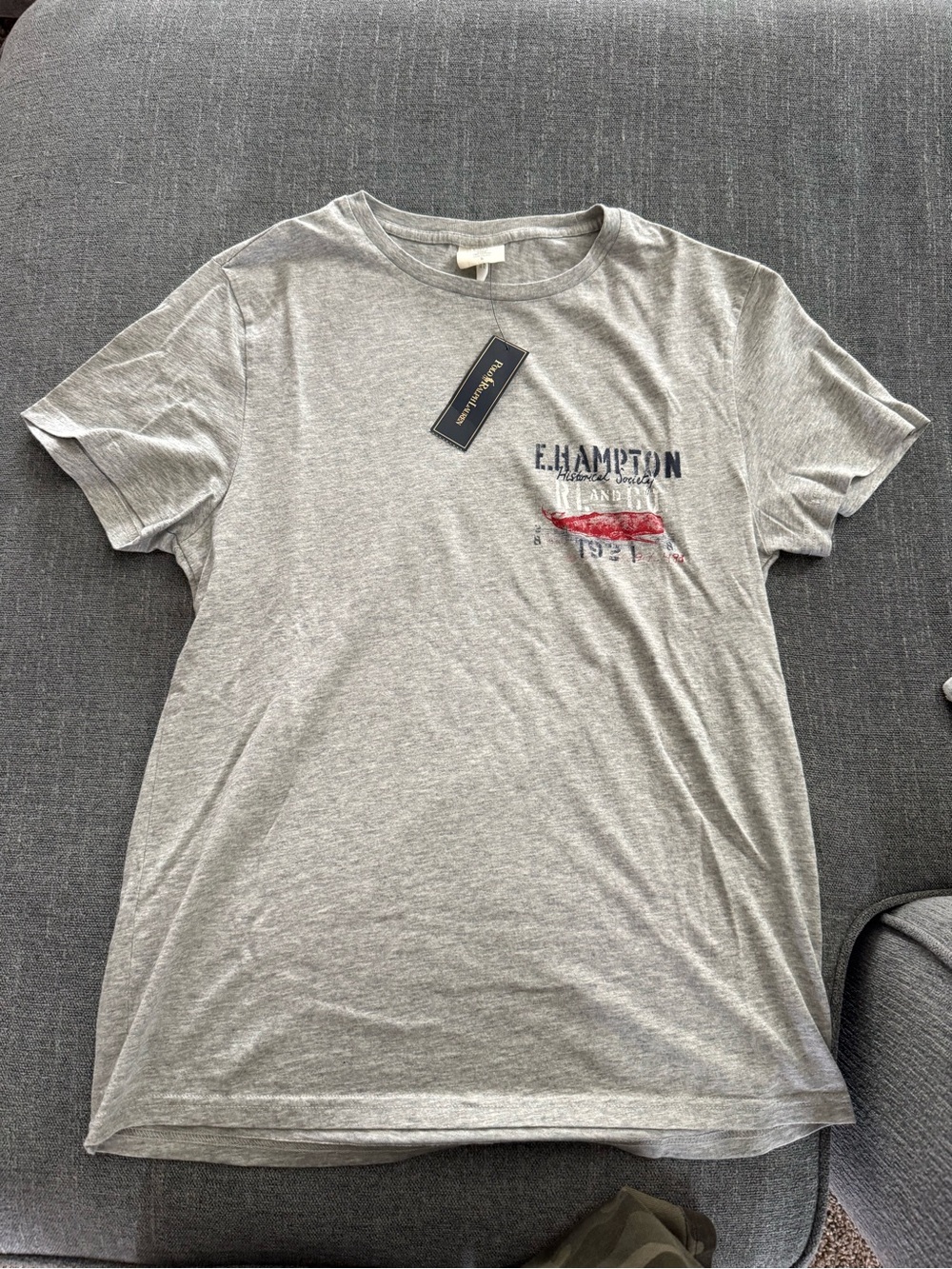 Ralph Lauren Grey Short Sleeve Crewneck Tee with Red Graphic